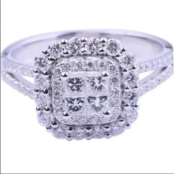 NEW 925 STERLING SILVER DIAMOND HALO RING, CUTE RING, SHINY RING. - Picture 7 of 7